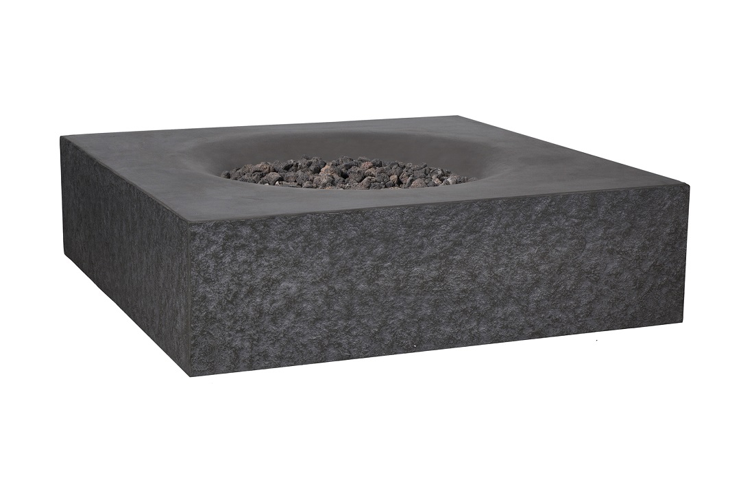 Pyromania Fire Features 41 Inch Square Monument GFRC Gas Fire Table - Push Button Ignition