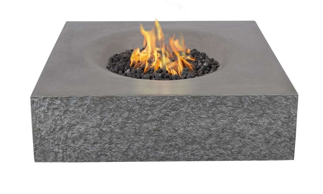 Pyromania Fire Features 41 Inch Square Monument GFRC Gas Fire Table - Push Button Ignition