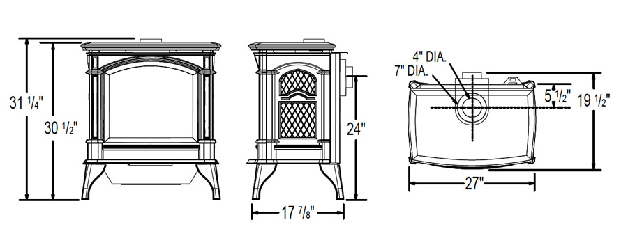 Napoleon 27 Inch Knightsbridge Direct Vent B-Vent Gas Heating Stove