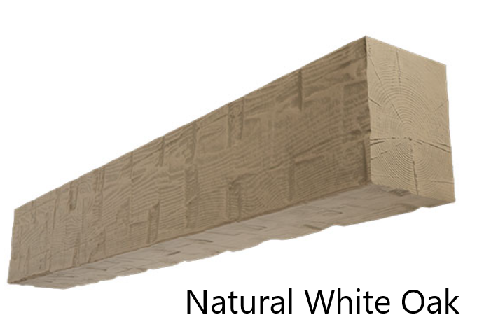 Ekena Millwork 90 Inch Heritage Timber Reclaimed Axed Cut Faux Wood Fireplace Mantel - 10 Inch Depth