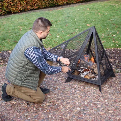 SunnyDaze 25 Inch Majestic Pyramid Heavy-Duty Steel Woodburning Fire Pit
