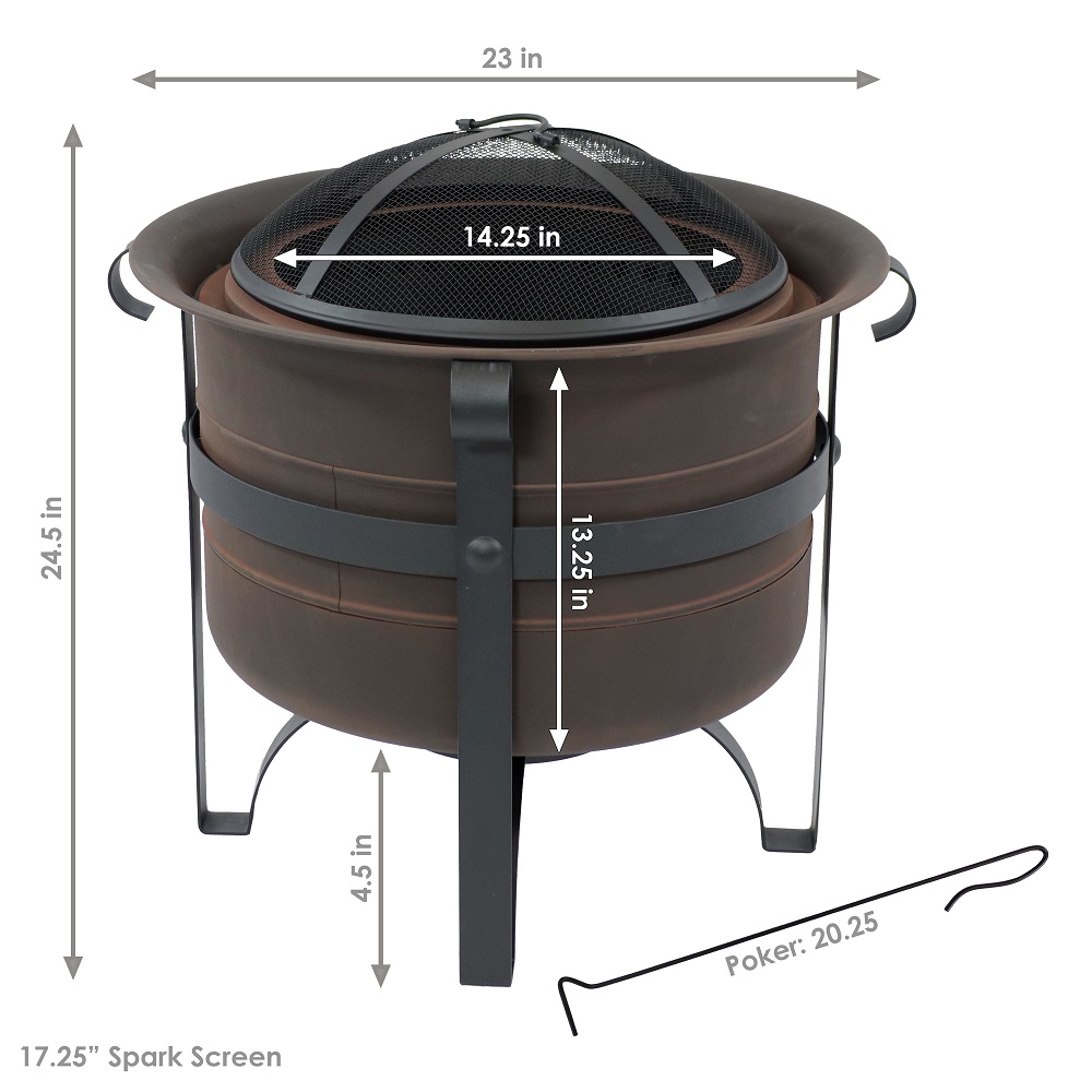SunnyDaze 23 Inch Cauldron-Style Smokeless Woodburning Fire Pit