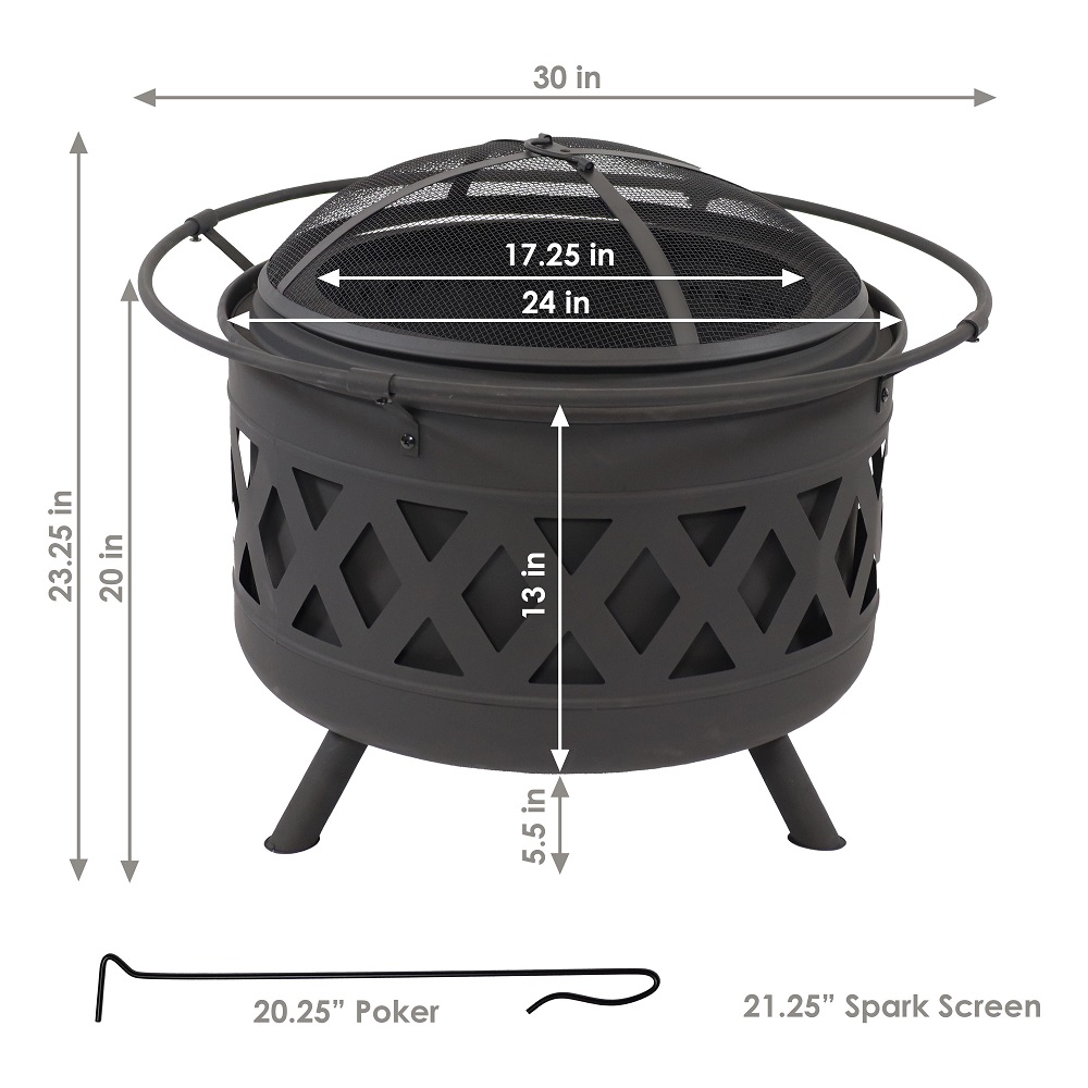 SunnyDaze 30 Inch Crossweave Smokeless Woodburning Fire Pit
