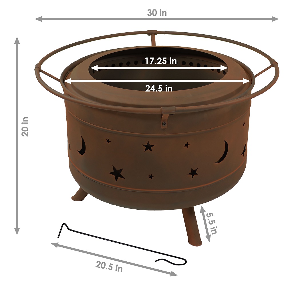 SunnyDaze 30 Inch Cosmic Smokeless Woodburning Fire Pit