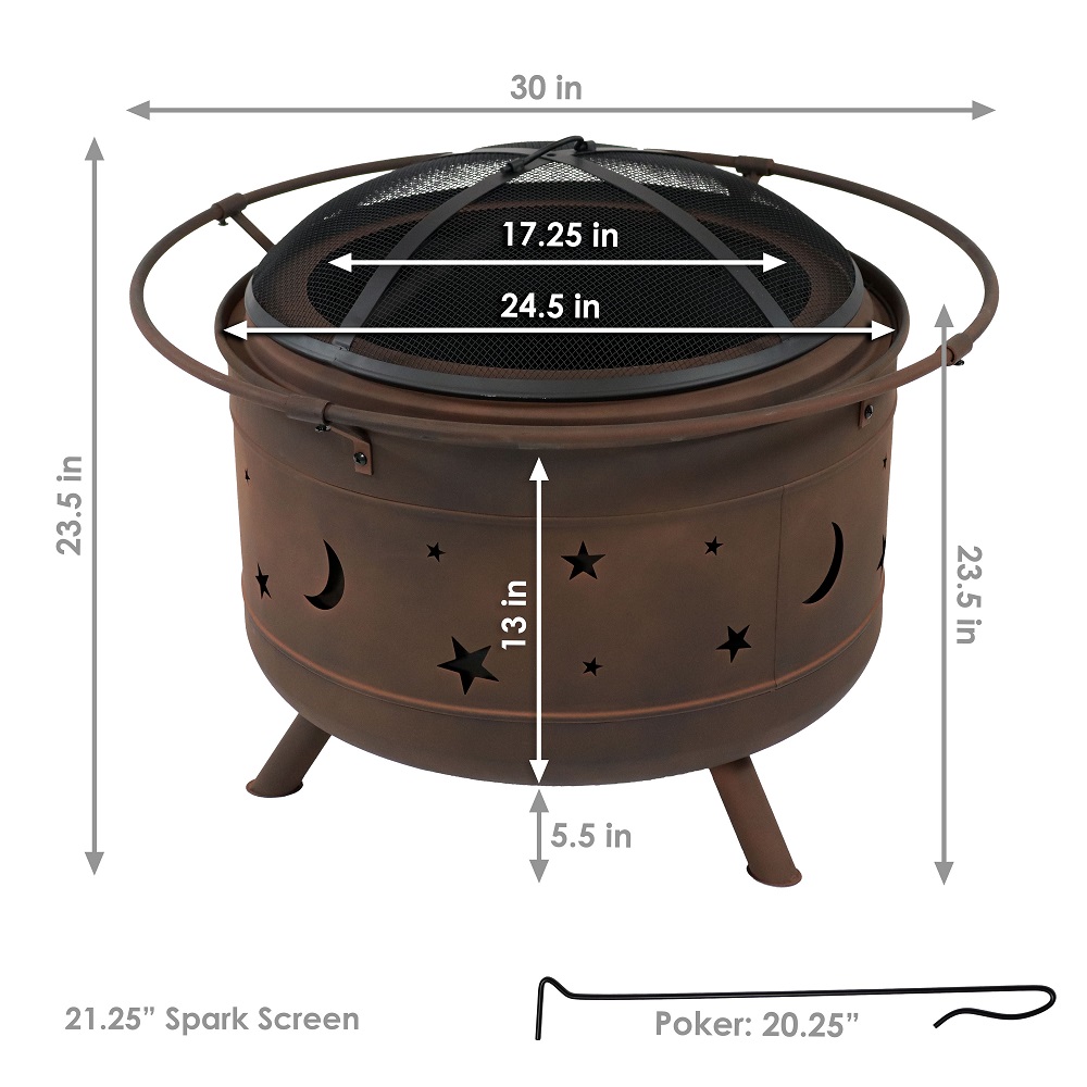 SunnyDaze 30 Inch Cosmic Smokeless Woodburning Fire Pit