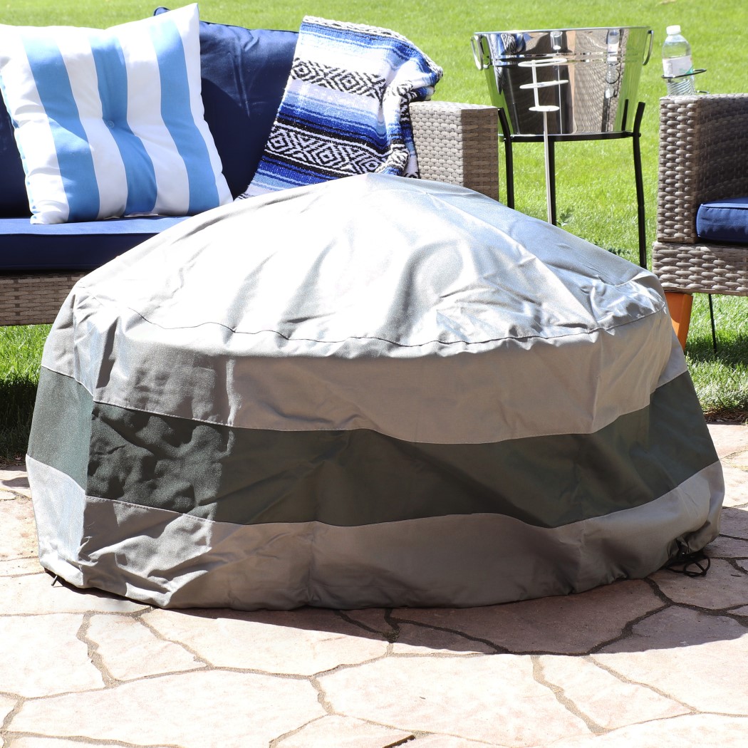 SunnyDaze 40 Inch 2-Tone Round Polyester Outdoor Fire Pit Cover