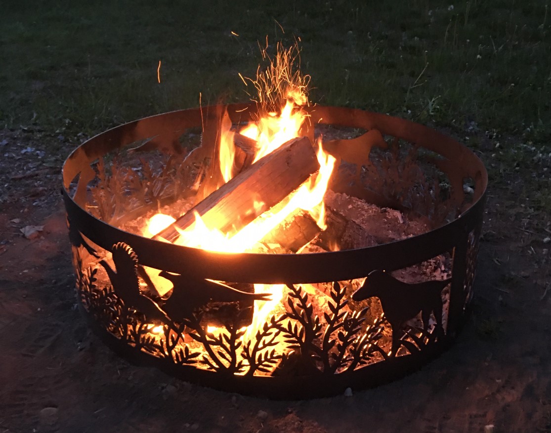 P&D Metal Works Dog and Pheasant Wood Burning Fire Ring