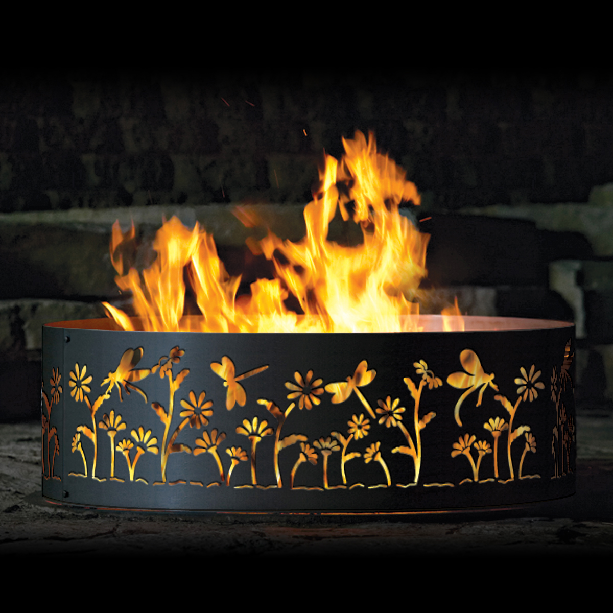 P&D Metal Works Dragonfly Wood Burning Fire Ring