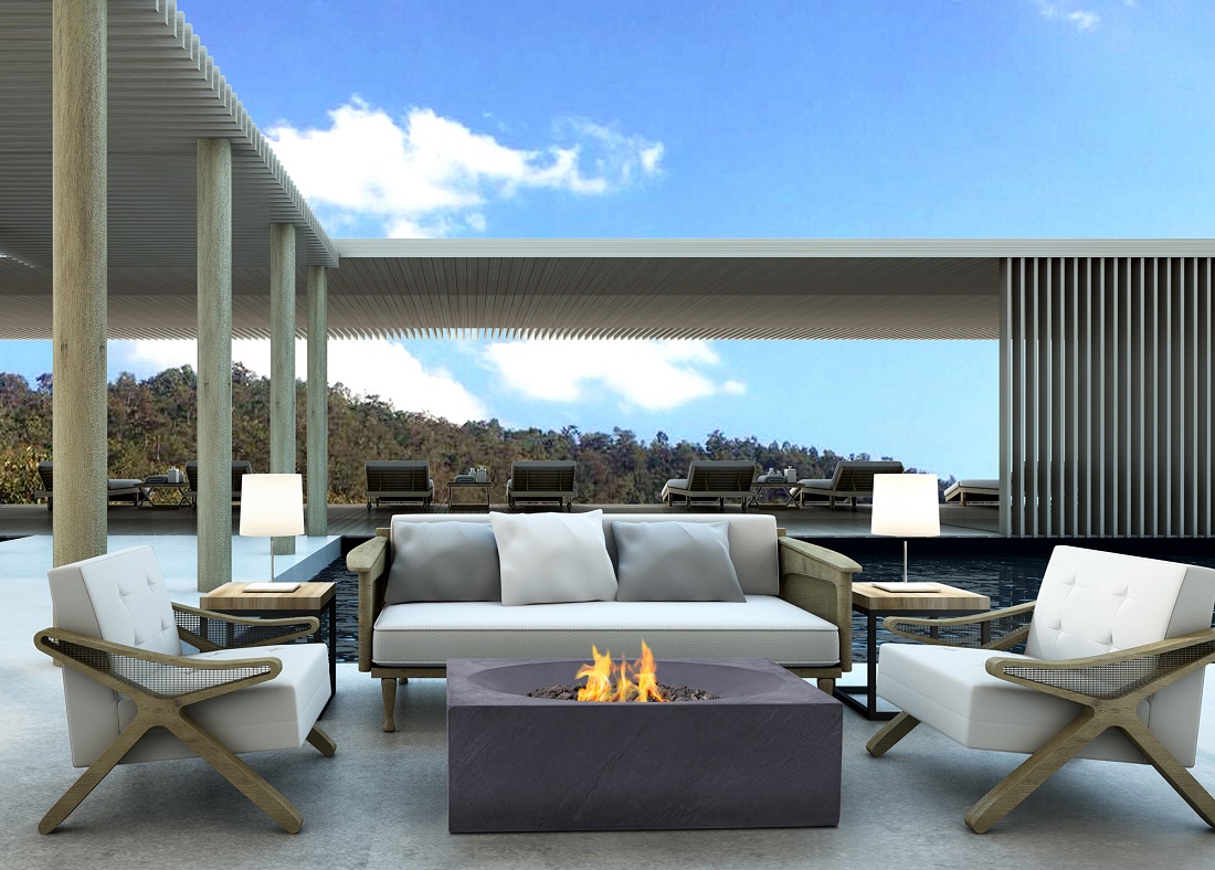 PyroMania Fire Features 36 Inch Paloma Square GFRC Gas Fire Table - Push Button Ignition