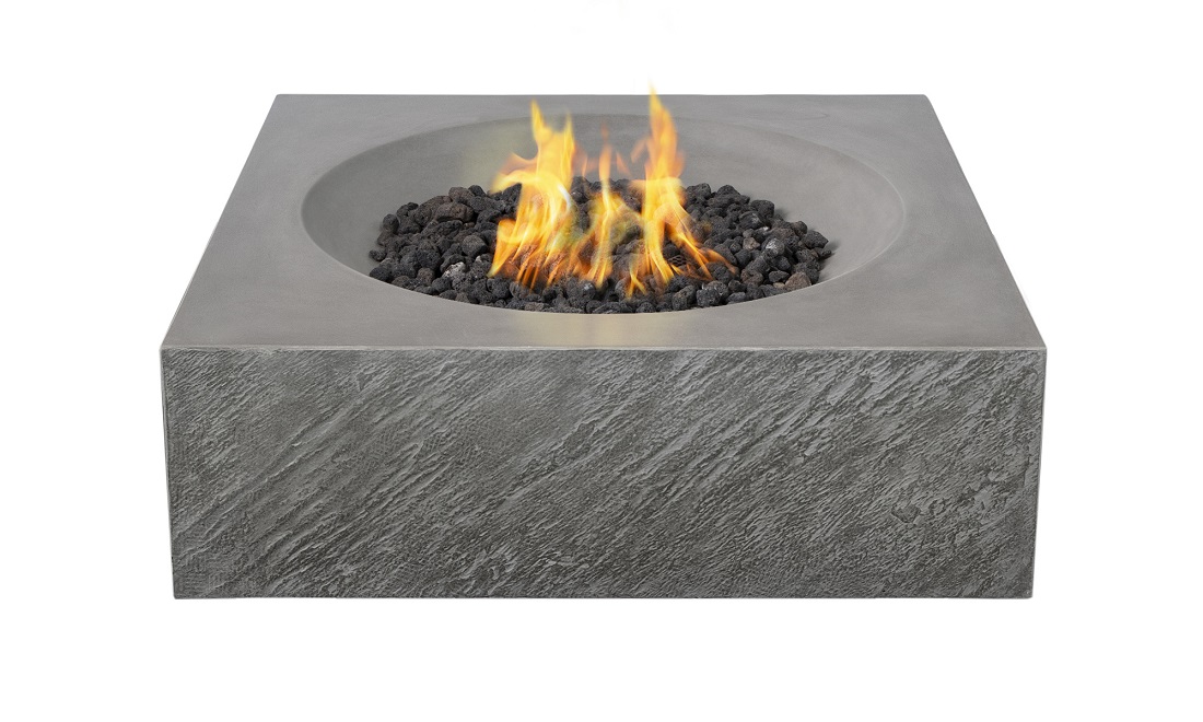 PyroMania Fire Features 36 Inch Paloma Square GFRC Gas Fire Table - Push Button Ignition