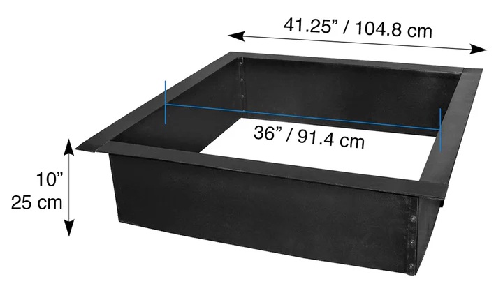 Blue Sky 36 Inch Square Black Steel Fire Ring with Porcelain Coated Finish