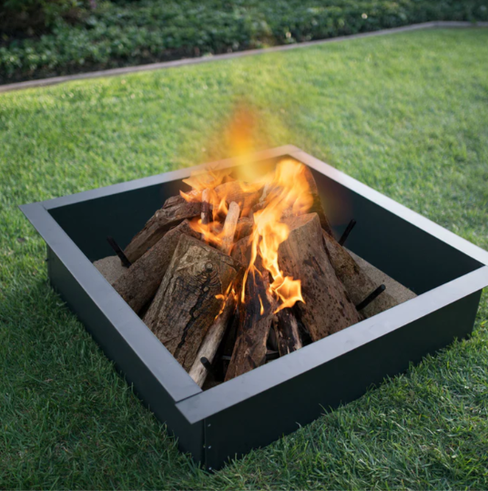 Blue Sky 36 Inch Square Black Steel Fire Ring with Porcelain Coated Finish