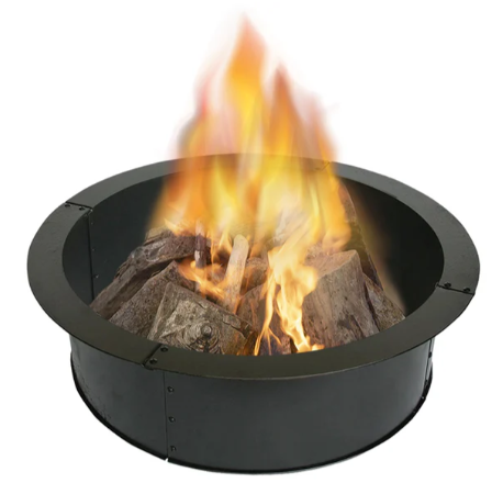 Blue Sky 36 Inch Round Black Steel Fire Ring with Porcelain Coated Finish