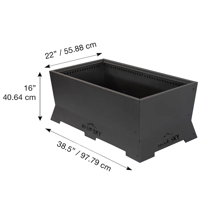 Blue Sky Outdoor Living 39 Inch Rectangular Peak Patio Dual-Fuel Smokeless Fire Pit