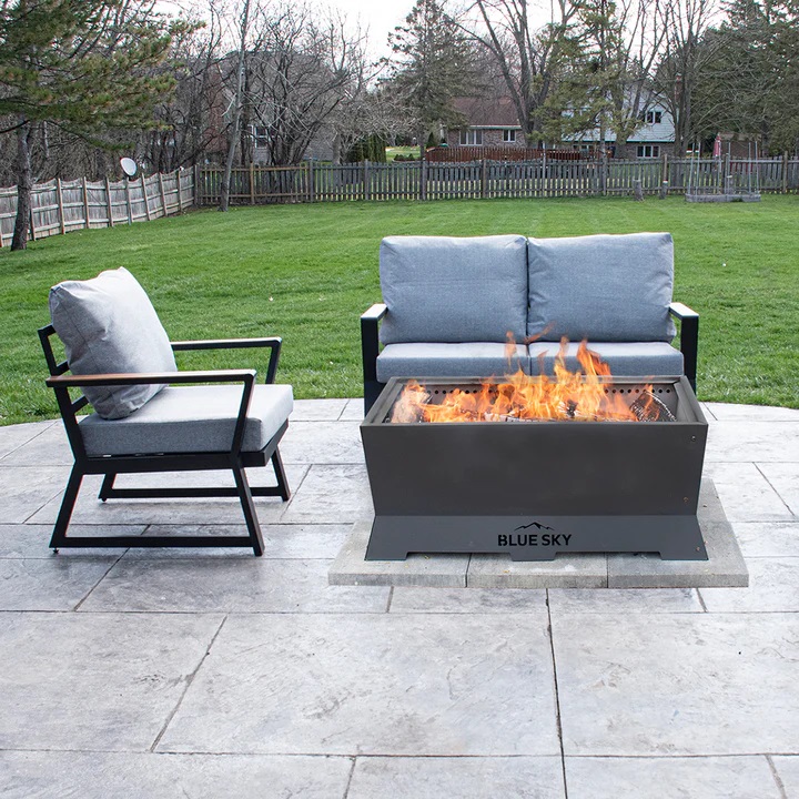 Blue Sky Outdoor Living 39 Inch Rectangular Peak Patio Dual-Fuel Smokeless Fire Pit