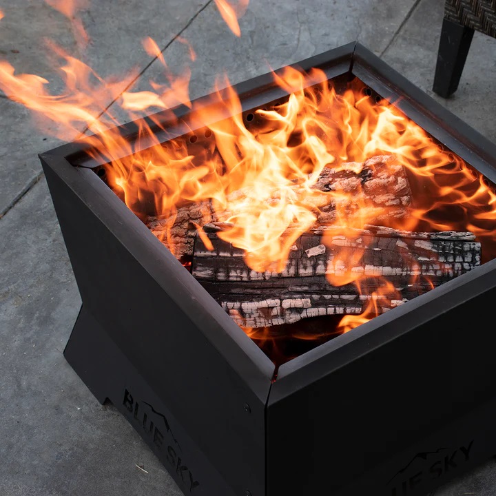 Blue Sky Outdoor Living 22 Inch Square Peak Patio Dual-Fuel Smokeless Fire Pit