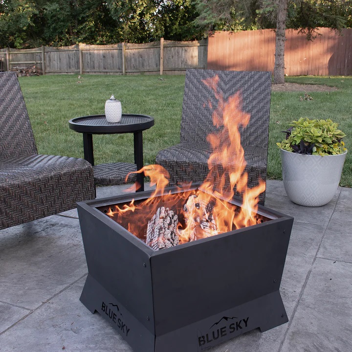 Blue Sky Outdoor Living 22 Inch Square Peak Patio Dual-Fuel Smokeless Fire Pit