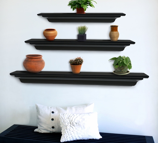 Pearl Mantels 618 Crestwood MDF Fireplace Mantel Shelf in Black