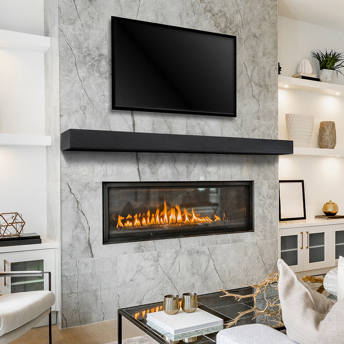Pearl Mantels 84 Inch Inspirations Linear Non-Combustible Mnatel Shelves