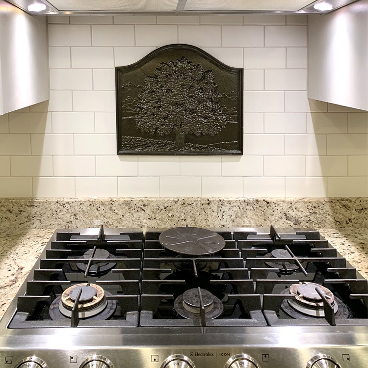 Pennsylvania Firebacks 18 Inch Small Oak Cast Iron Fireback