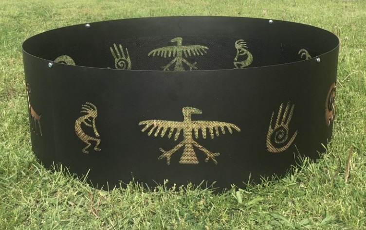 Custom Firescreen 36 Inch Petroglyph Fire Ring