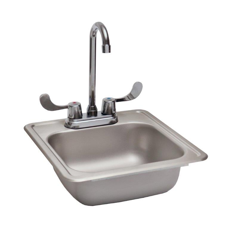 RCS 15 x 15 Inch Stainless Steel Sink and Faucet for Outdoor Kitchens