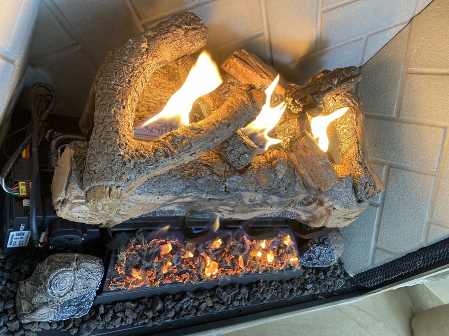 Real Fyre 24" Evening Fyre Split  Ventless Propane Gas Logs Set with Electronic Remote Pilot Kit
