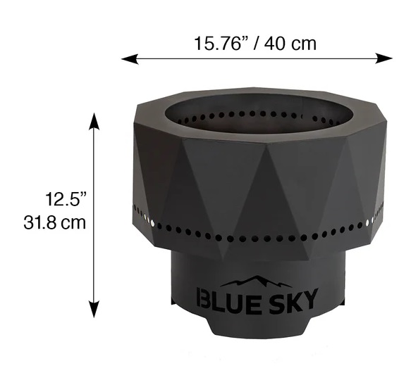 Blue Sky Outdoor Living 16 Inch Ridge Portable Dual-Fuel Smokeless Fire Pit