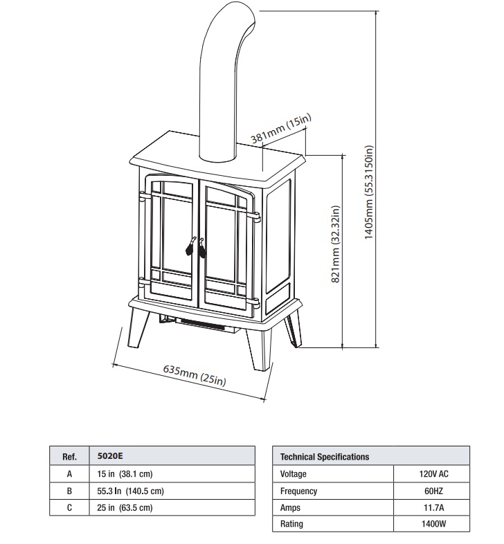 Real Flame 25 Inch Foster Electric Fireplace Stove