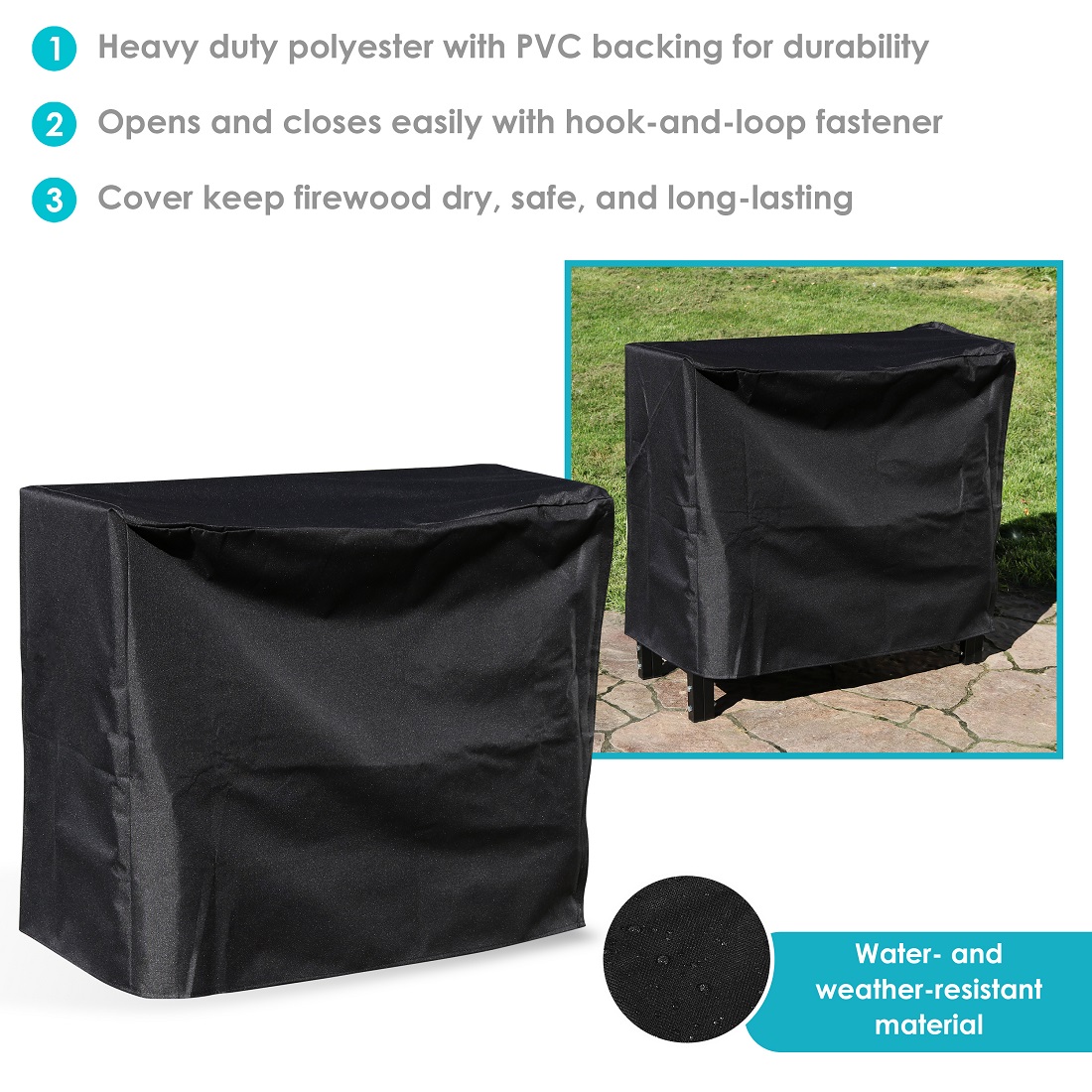 SunnyDaze 4 Foot Weather-Resistant PVC Firewood Log Rack Cover