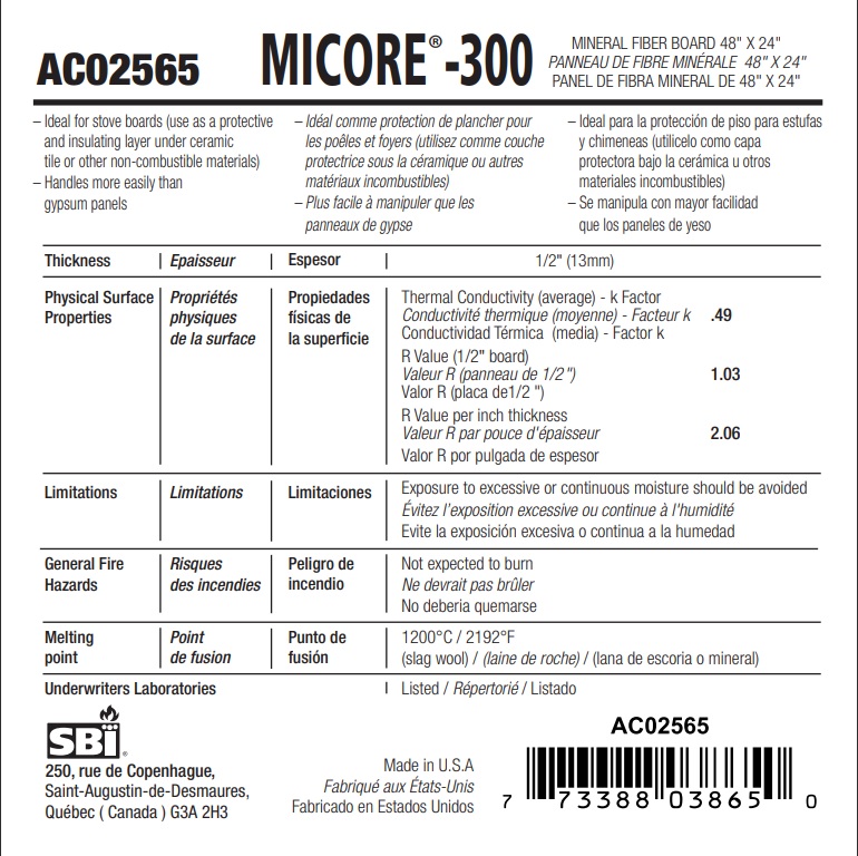 SBI Micore-300 Mineral Fiber Insulation Board - Pack of Four