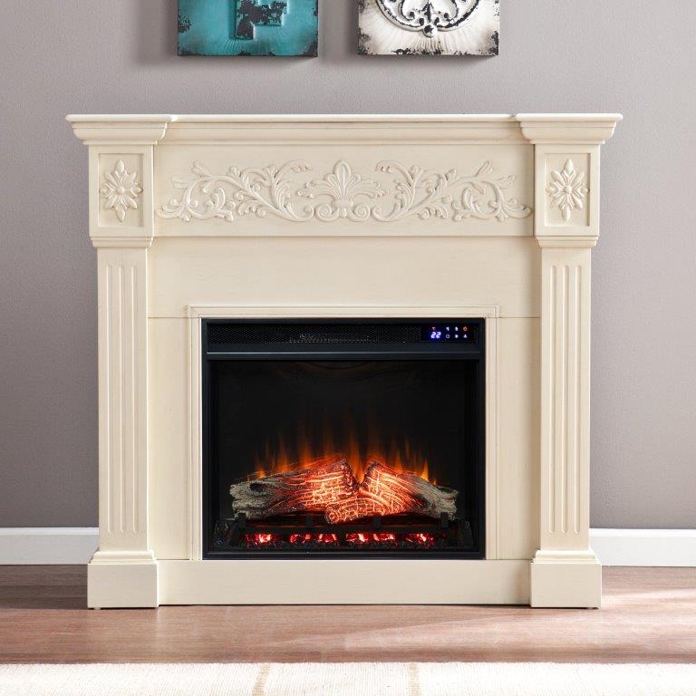 SEI 44 Inch Calvert Electric Fireplace with Decorative Carved Mantel