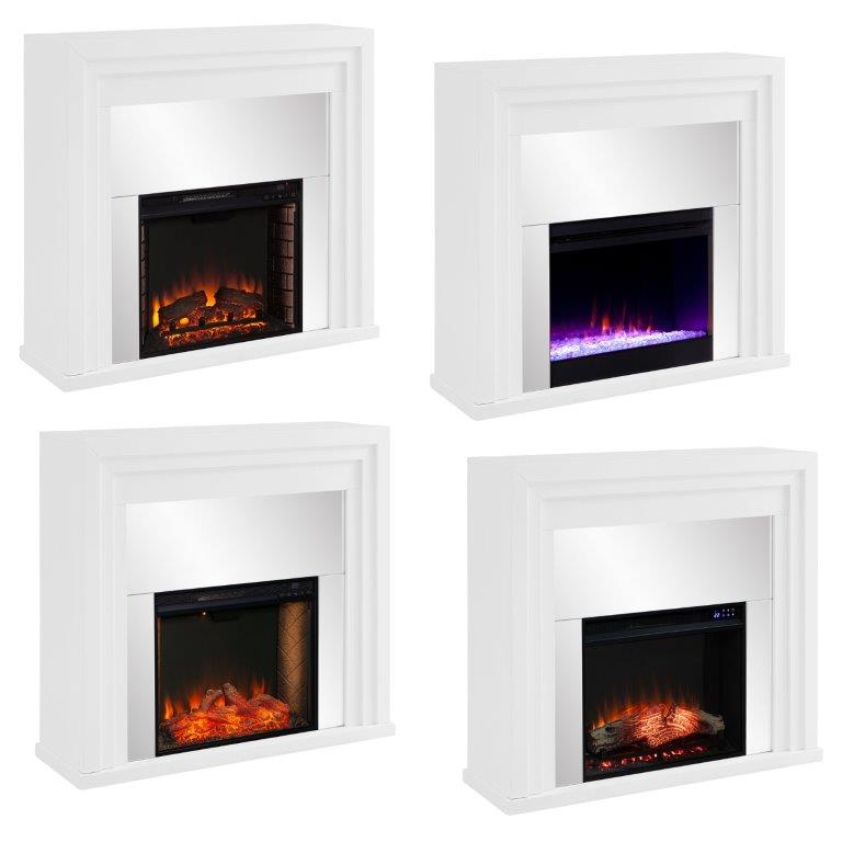 SEI 44 Inch Stadderly Changing Electric Fireplace with Mirrored Surround