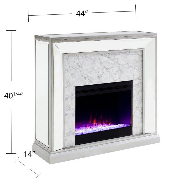 SEI 44 Inch Trandling Color Changing Electric Fireplace with Faux Stone Surround