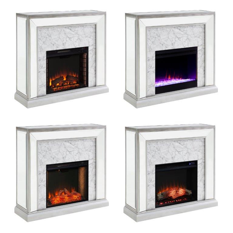 SEI 44 Inch Trandling Color Changing Electric Fireplace with Faux Stone Surround