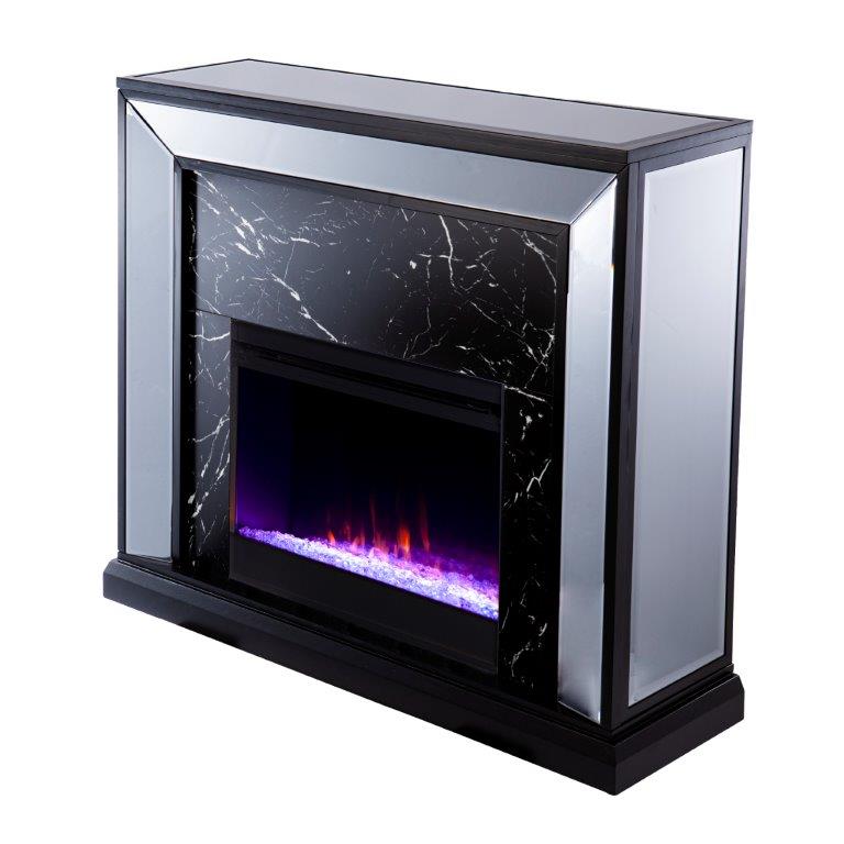 SEI 44 Inch Trandling Color Changing Electric Fireplace with Faux Stone Surround
