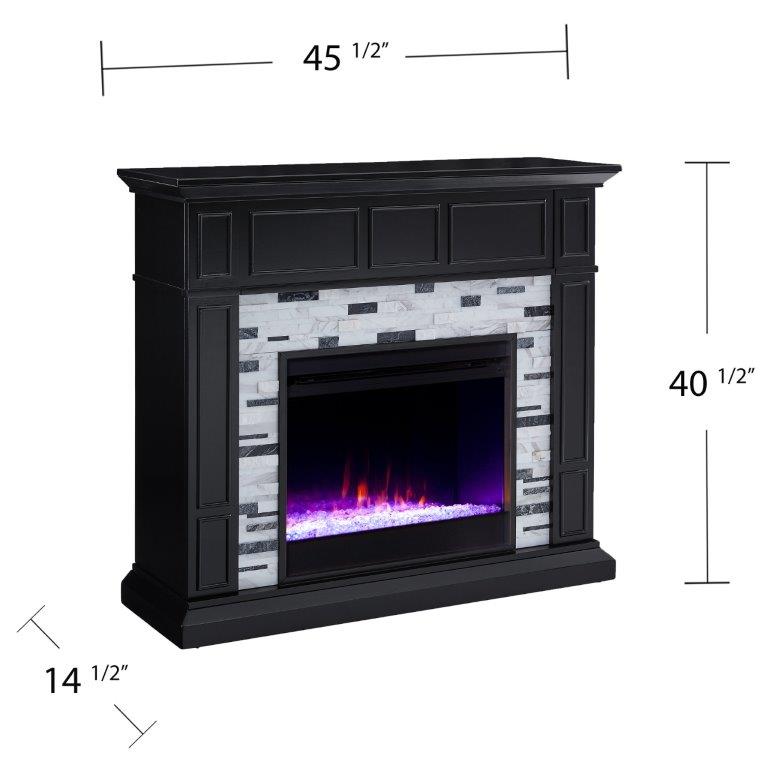 SEI 45 Inch Drovling Color Changing Electric Fireplace with Marble Mantel