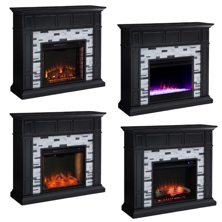 SEI 45 Inch Drovling Color Changing Electric Fireplace with Marble Mantel