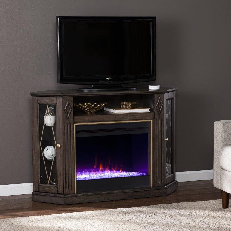 SEI 47 Inch Austindale Color Changing Electric Fireplace with Media Cabinet