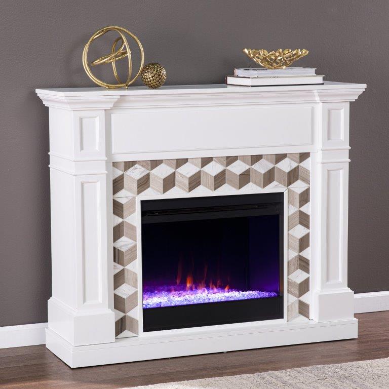 SEI 48 Inch Darvingmore Color Changing Electric Fireplace with Marble Surround
