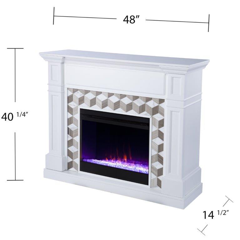 SEI 48 Inch Darvingmore Color Changing Electric Fireplace with Marble Surround