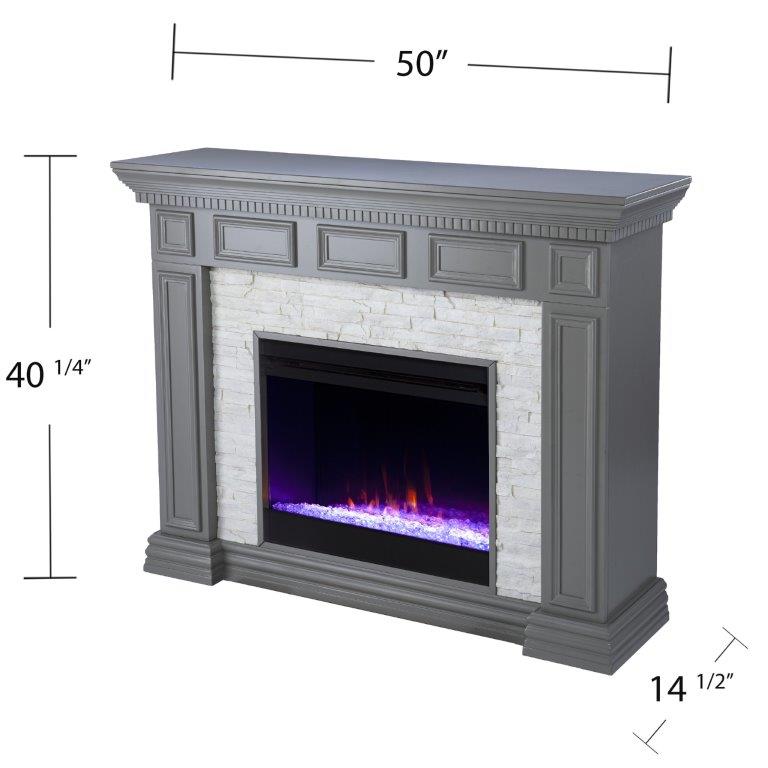 SEI 50 Inch Dakesbury Color Changing Electric Fireplace with Faux Stone Surround