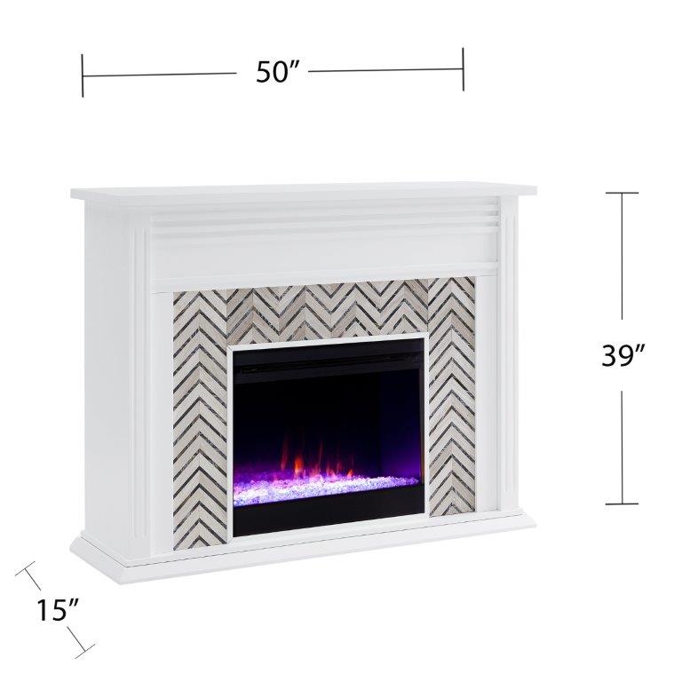 SEI 50 Inch Hebbington Color Changing Electric Fireplace with Marble Surround