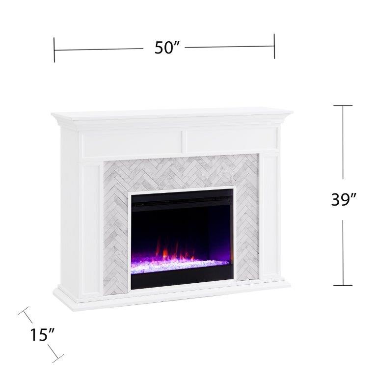 SEI 50 Inch Torlington Color Changing Electric Fireplace with Herringbone Surround
