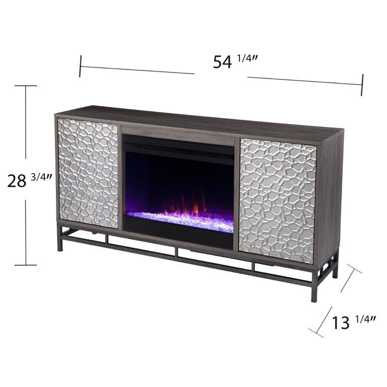 SEI 54 Inch Hollesborne Color Changing Electric Fireplace with Media Storage
