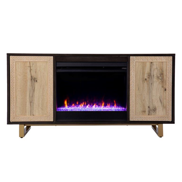 SEI 54 Inch Wilconia Color Changing Electric Fireplace with Media Storage