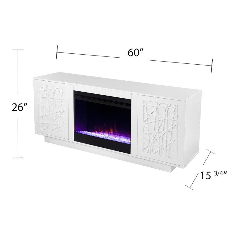 SEI 60 Inch Delgrave Color Changing Electric Fireplace with Media Storage