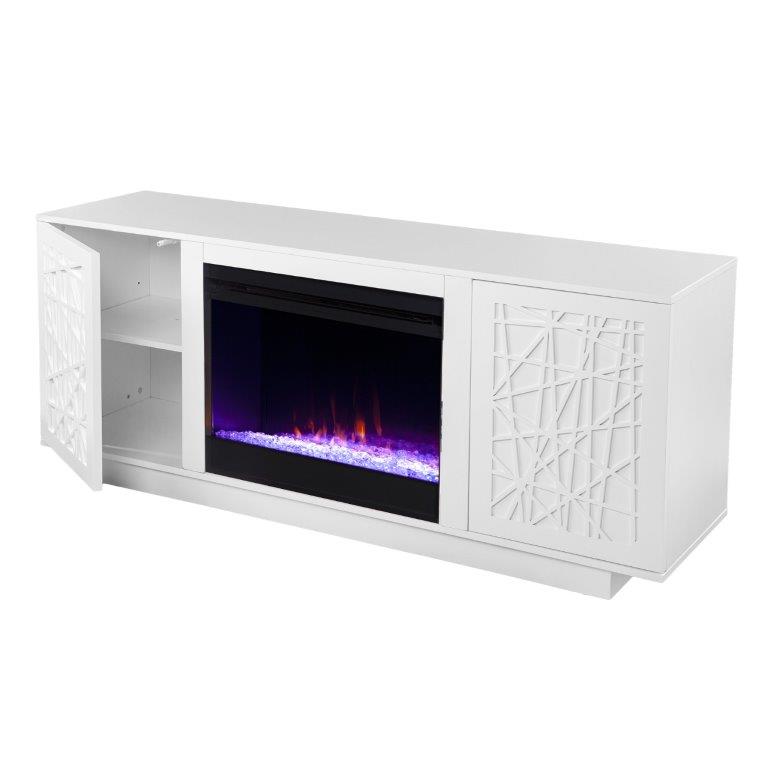 SEI 60 Inch Delgrave Color Changing Electric Fireplace with Media Storage