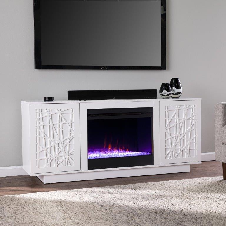 SEI 60 Inch Delgrave Color Changing Electric Fireplace with Media Storage