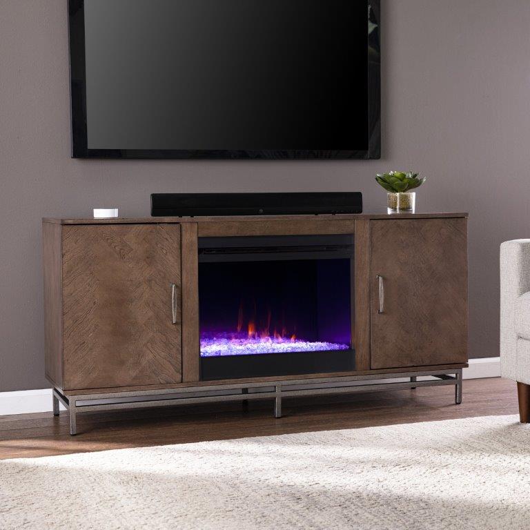 SEI 60 Inch Dibbonly Color Changing Electric Fireplace with Media Storage